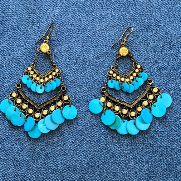 Boho Long Drop Dangle Gypsy Earrings - Picture 2 of 4